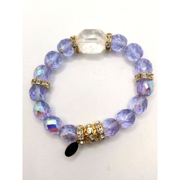 Kirks Folly Lilac Crystals With Clear Quartz & Rhinestones Bracelet~New - Picture 5 of 10